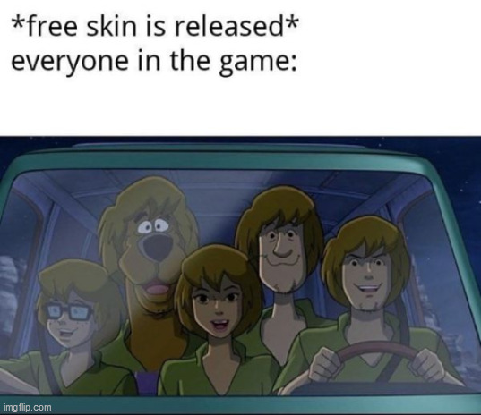 Free skin go brr | image tagged in funny,memes,gaming | made w/ Imgflip meme maker
