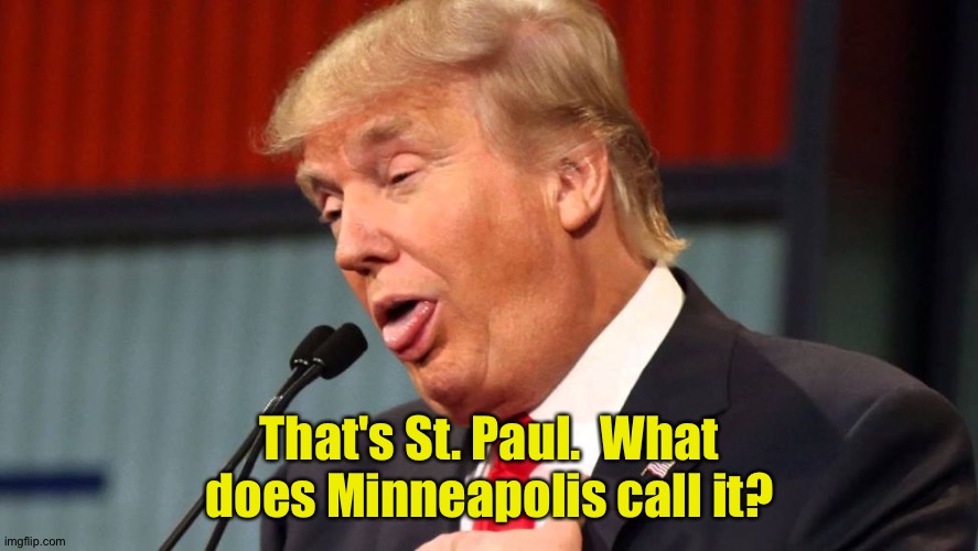 Stupid trump | That's St. Paul.  What does Minneapolis call it? | image tagged in stupid trump | made w/ Imgflip meme maker