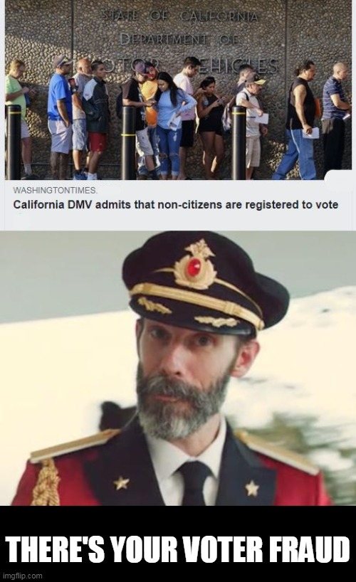 Voter Fraud | THERE'S YOUR VOTER FRAUD | image tagged in captain obvious,politics,voter fraud | made w/ Imgflip meme maker