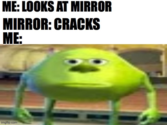 ME: LOOKS AT MIRROR; MIRROR: CRACKS; ME: | image tagged in ok | made w/ Imgflip meme maker