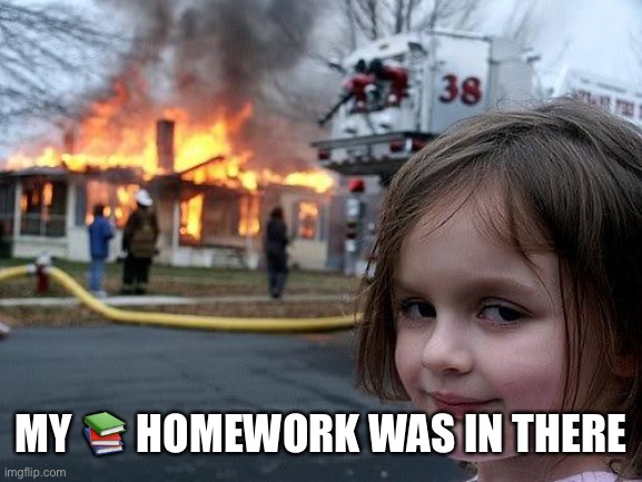 fire girl | MY ? HOMEWORK WAS IN THERE | image tagged in fire girl | made w/ Imgflip meme maker