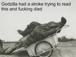 godzilla had a stroke trying to read this and he fucking died Blank Meme Template