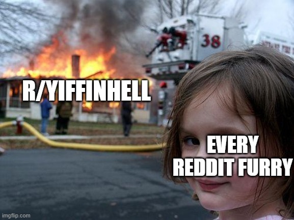 ?? | R/YIFFINHELL; EVERY REDDIT FURRY | image tagged in memes,disaster girl | made w/ Imgflip meme maker