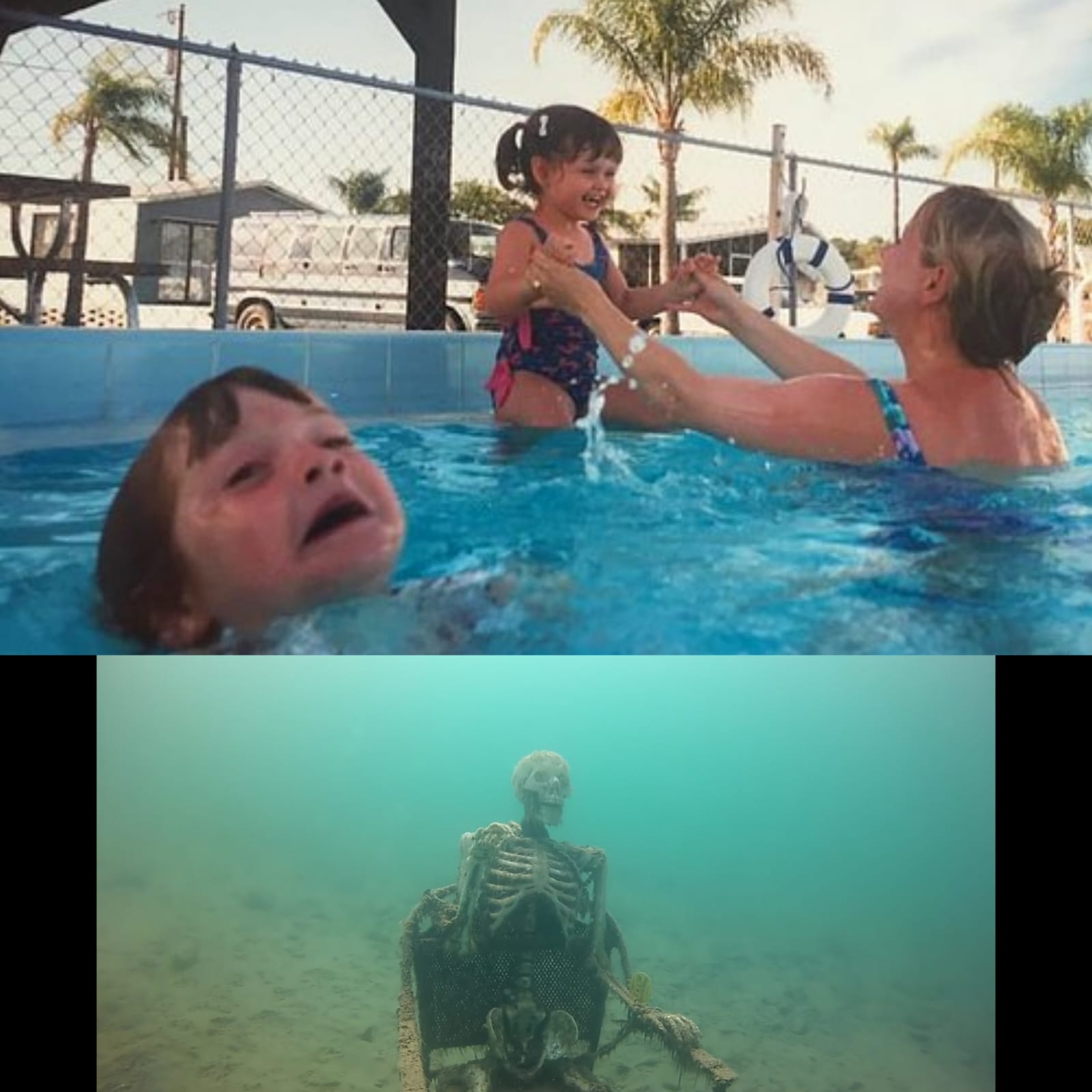 Drowning Kid Skelleton Blank Meme Template
