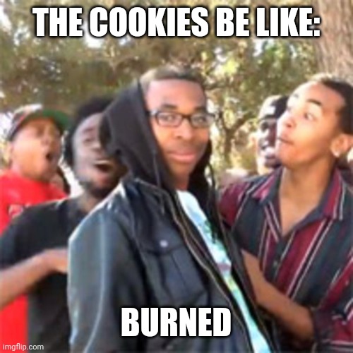 black boy roast | THE COOKIES BE LIKE: BURNED | image tagged in black boy roast | made w/ Imgflip meme maker