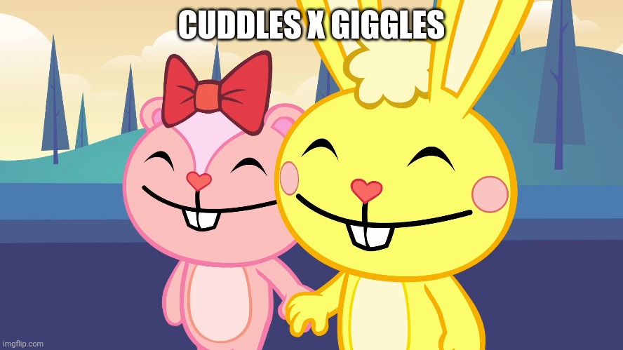 Cuddles X Giggles (HTF) | CUDDLES X GIGGLES | image tagged in happy tree friends,memes,cartoons,romance,romantic,cute animals | made w/ Imgflip meme maker