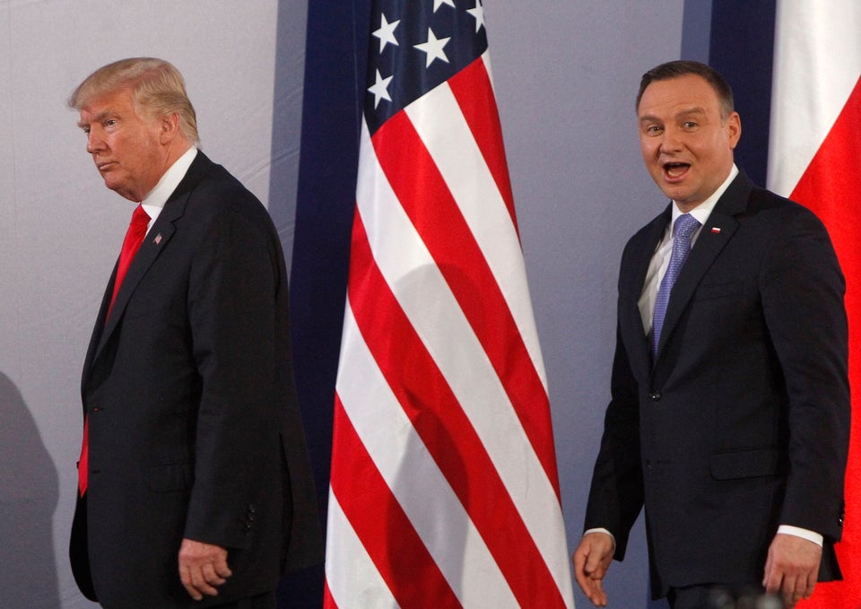 High Quality Donald Trump and Andrzej Duda Blank Meme Template