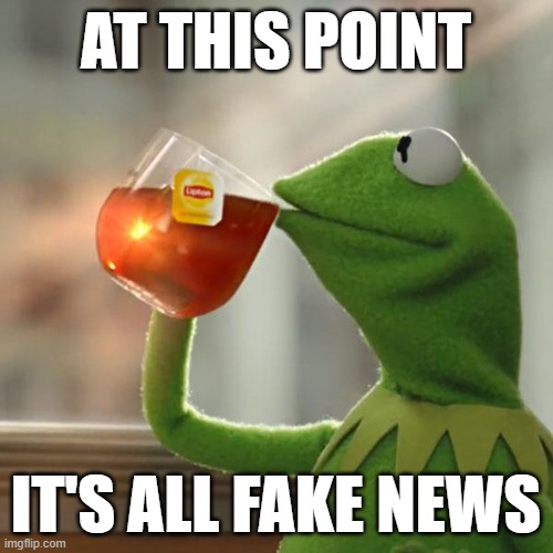 But That's None Of My Business Meme | AT THIS POINT IT'S ALL FAKE NEWS | image tagged in memes,but that's none of my business,kermit the frog | made w/ Imgflip meme maker