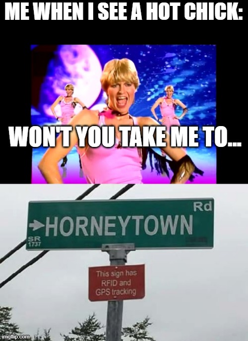 Sounds Like a Trip | ME WHEN I SEE A HOT CHICK:; WON'T YOU TAKE ME TO... | image tagged in sex jokes | made w/ Imgflip meme maker