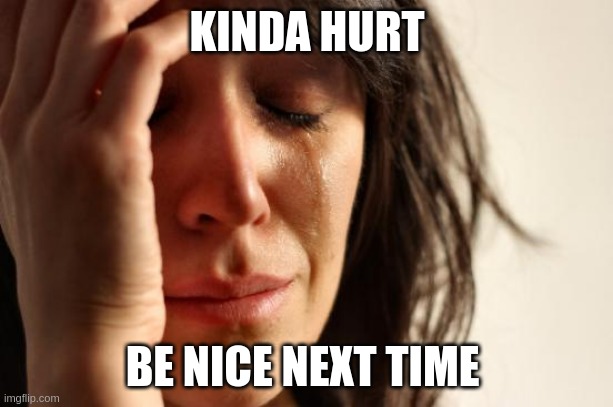 KINDA HURT BE NICE NEXT TIME | image tagged in memes,first world problems | made w/ Imgflip meme maker