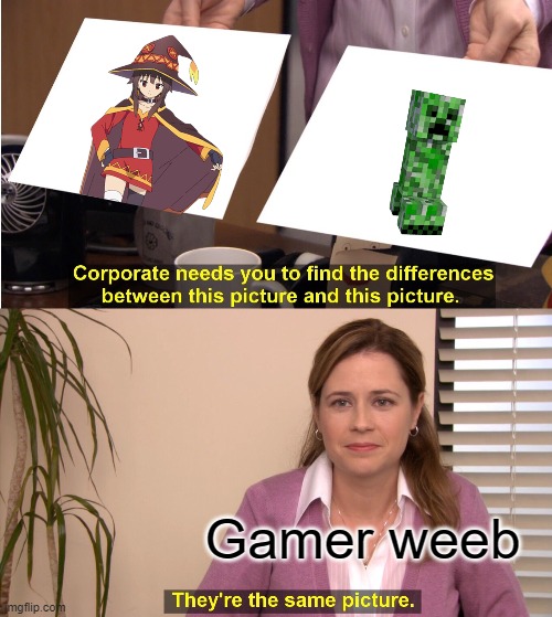 Same thing | Gamer weeb | image tagged in memes,they're the same picture,konosuba | made w/ Imgflip meme maker