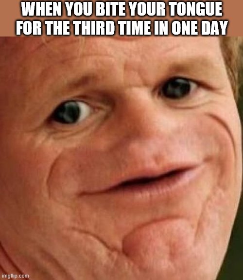SOSIG | WHEN YOU BITE YOUR TONGUE FOR THE THIRD TIME IN ONE DAY | image tagged in sosig | made w/ Imgflip meme maker