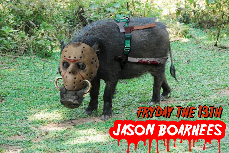 image tagged in jason voorhees,friday the 13th,boar,horror movie,horror,friday 13th jason | made w/ Imgflip meme maker
