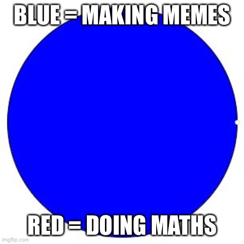 100% Pie Chart | BLUE = MAKING MEMES RED = DOING MATHS | image tagged in 100 pie chart | made w/ Imgflip meme maker