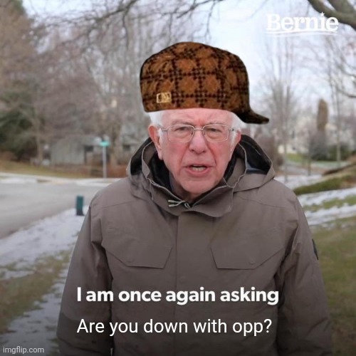 Bernie I Am Once Again Asking For Your Support Meme | Are you down with opp? | image tagged in memes,bernie i am once again asking for your support | made w/ Imgflip meme maker