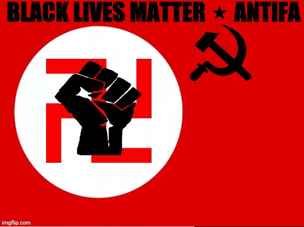 A Flag that can really represent what BLM/ANTIFA stand for | ANTIFA; BLACK LIVES MATTER | image tagged in blm,black lives matter,antifa,nazis,communist | made w/ Imgflip meme maker