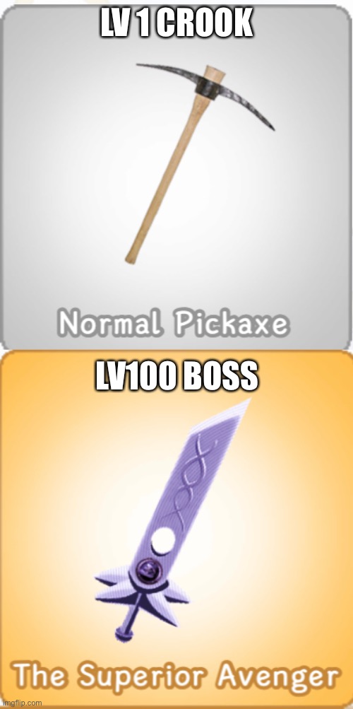 LV 1 CROOK; LV100 BOSS | image tagged in DogeMiner | made w/ Imgflip meme maker