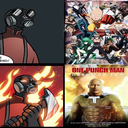 I hate those guys | image tagged in anime,one punch man,tf2 pyro mad,saitama | made w/ Imgflip meme maker