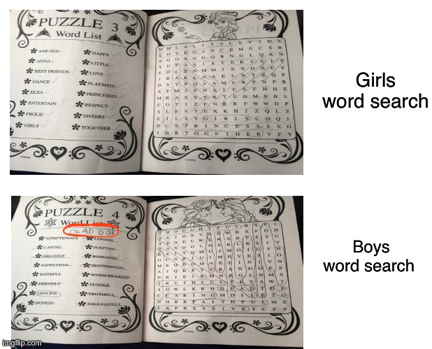 Marked Safe From | Girls word search; Boys word search | image tagged in memes,marked safe from | made w/ Imgflip meme maker