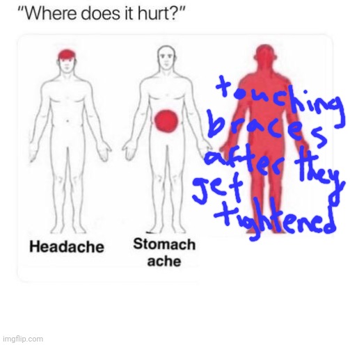welp, I couldn't edit text so I just handwrite it. sorry | image tagged in where does it hurt | made w/ Imgflip meme maker
