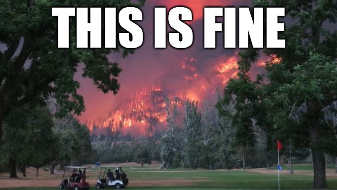 Fore! | THIS IS FINE | image tagged in this is fine | made w/ Imgflip meme maker