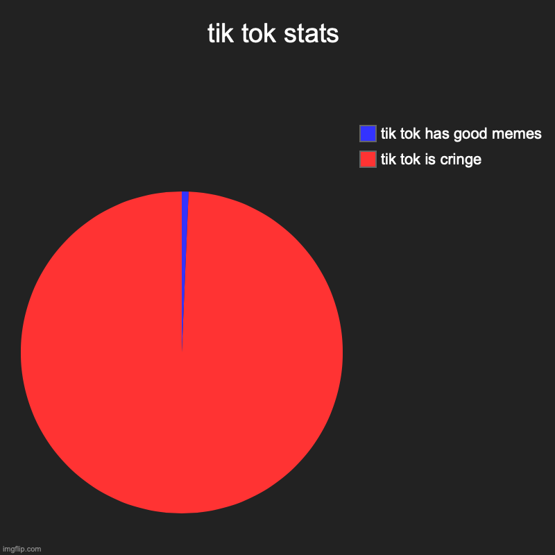 tik tok stats | tik tok is cringe, tik tok has good memes | image tagged in charts,pie charts | made w/ Imgflip chart maker