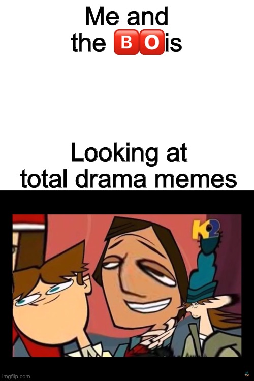 Total drama memes part 2: electric boogaloo | Me and the 🅱️🅾️is; Looking at total drama memes | image tagged in blank white template,total drama | made w/ Imgflip meme maker