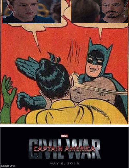 crossover :) | image tagged in memes,batman slapping robin,crossover,captain america civil war,fun,lol | made w/ Imgflip meme maker