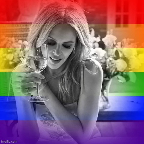 Cool Pride flag design using a promo photo for Kylie's wine collection. Happy Pride month all. | image tagged in kylie lgbtq wine,wine,lgbtq,gay pride flag,gay pride,wine drinker | made w/ Imgflip meme maker