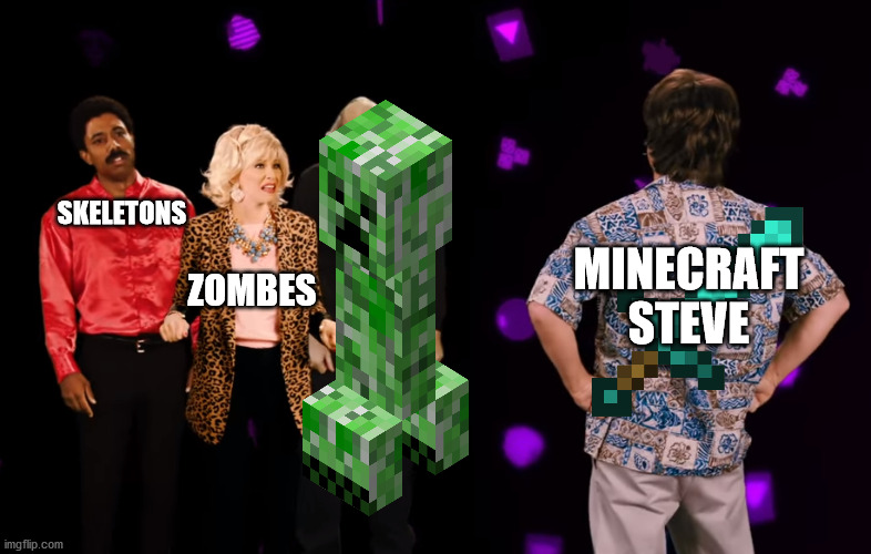 Robin Williams makes everyone uncomfortable | SKELETONS; MINECRAFT STEVE; ZOMBES | image tagged in robin williams makes everyone uncomfortable | made w/ Imgflip meme maker