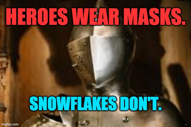 Heroes Wear Masks | HEROES WEAR MASKS. SNOWFLAKES DON'T. | image tagged in heroes,masks,covid-19,pandemic | made w/ Imgflip meme maker