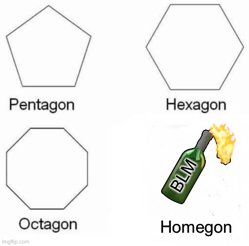 Home-gone | BLM; Homegon | image tagged in memes,pentagon hexagon octagon | made w/ Imgflip meme maker