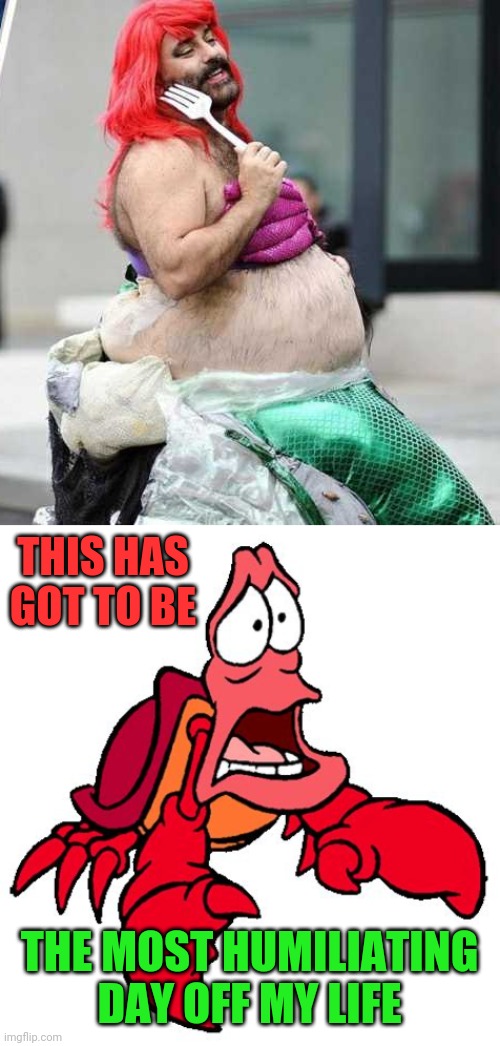 THAT IS A DINGLEHOPPER | THIS HAS GOT TO BE; THE MOST HUMILIATING DAY OFF MY LIFE | image tagged in memes,the little mermaid,disney,little mermaid,cosplay | made w/ Imgflip meme maker