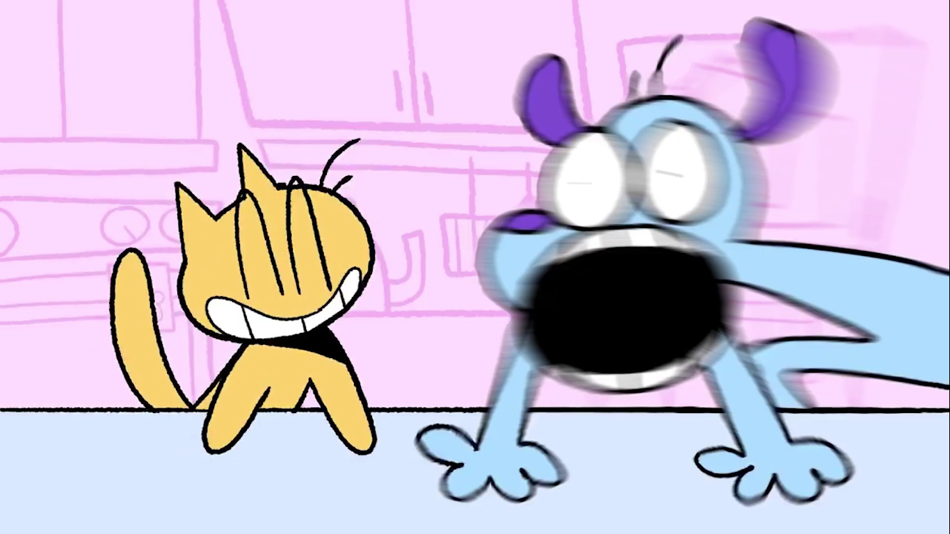 happy cat and screaming dog Blank Meme Template