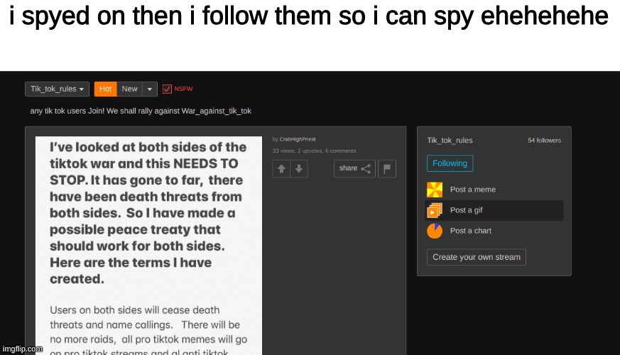ima spy for rn | i spyed on then i follow them so i can spy ehehehehe | image tagged in sneeky boi | made w/ Imgflip meme maker