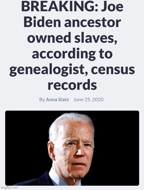 Slave master Biden. Democrats must be so proud. | image tagged in joe biden,slave owner | made w/ Imgflip meme maker