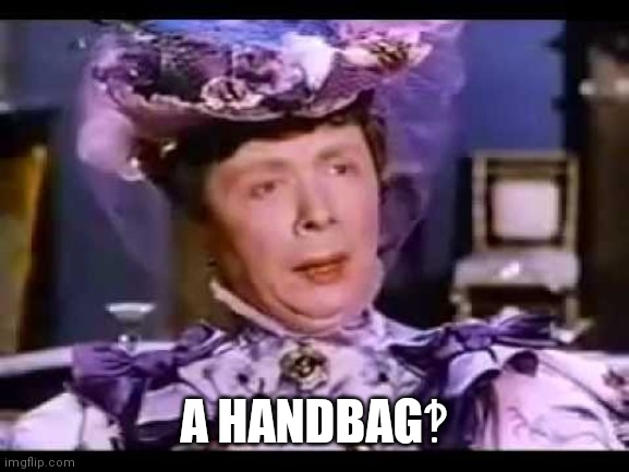 A Handbag | A HANDBAG‽ | image tagged in memes,handbag,lady bracknell | made w/ Imgflip meme maker