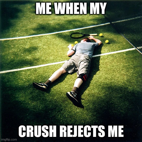Tennis Defeat Meme | ME WHEN MY; CRUSH REJECTS ME | image tagged in memes,tennis defeat | made w/ Imgflip meme maker