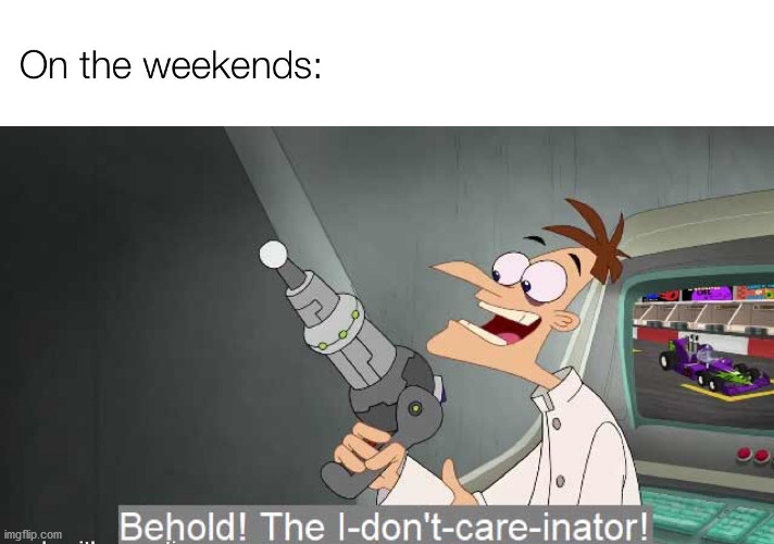 On the Weekends | image tagged in phineas and ferb | made w/ Imgflip meme maker