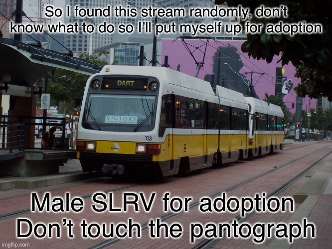 Hi! I found this stream randomly. | So I found this stream randomly, don’t know what to do so I’ll put myself up for adoption; Male SLRV for adoption 
Don’t touch the pantograph | image tagged in trains | made w/ Imgflip meme maker