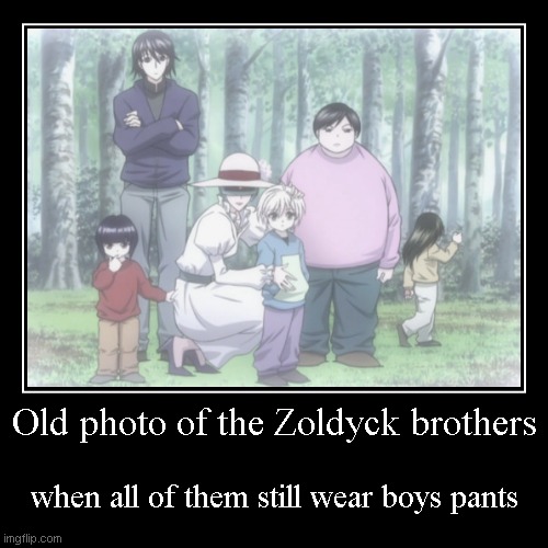 image tagged in funny,demotivationals,hxh,zoldyck brothers,zoldyck boys | made w/ Imgflip demotivational maker