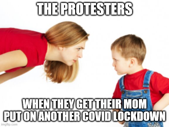 mad mom | THE PROTESTERS; WHEN THEY GET THEIR MOM PUT ON ANOTHER COVID LOCKDOWN | image tagged in mad mom,covid-19,riots,blm,protesters,protest | made w/ Imgflip meme maker