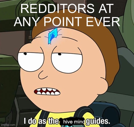 i do as the crystal guides | REDDITORS AT ANY POINT EVER; hive mind | image tagged in i do as the crystal guides,memes | made w/ Imgflip meme maker