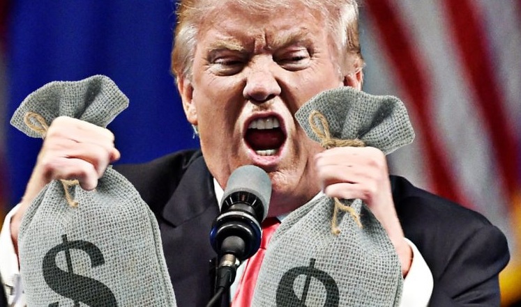 High Quality Trump with money bags Blank Meme Template