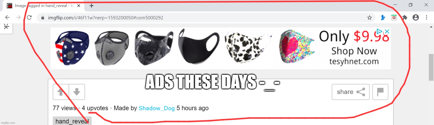 ADS THESE DAYS -_- | image tagged in shadow_dog | made w/ Imgflip meme maker