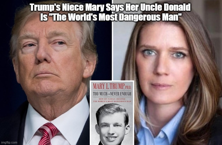  Trump's Niece Mary Says Her Uncle Donald 
Is "The World's Most Dangerous Man" | made w/ Imgflip meme maker