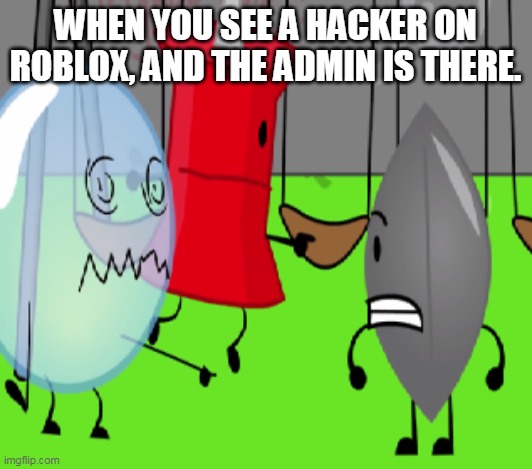 WHEN YOU SEE A HACKER ON ROBLOX, AND THE ADMIN IS THERE. | made w/ Imgflip meme maker