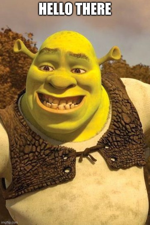 Smiling Shrek | HELLO THERE | image tagged in smiling shrek | made w/ Imgflip meme maker