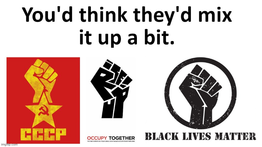 One Fist to Rule them All | image tagged in communist socialist,occupy,black lives matter | made w/ Imgflip meme maker