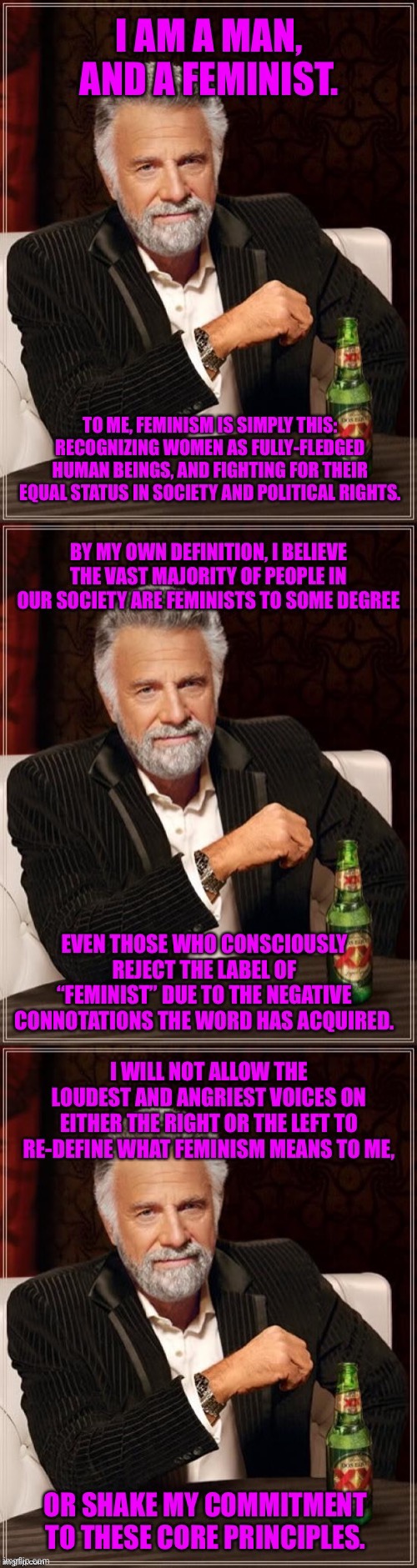 My feminist manifesto. (Originally posted in SexStream) | image tagged in male feminist,feminist,feminism,philosophy,humanity,gender equality | made w/ Imgflip meme maker